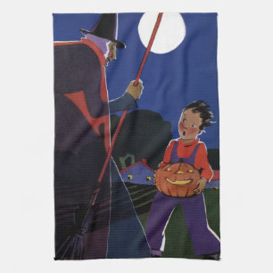 Linge De Cuisine Halloween vintage, sorcière Déplaisante avec garço