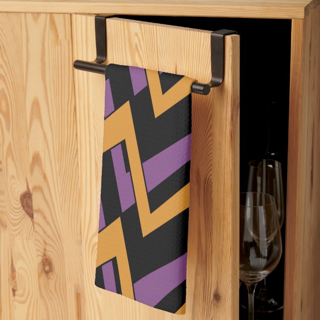 Linge De Cuisine Halloween Zig Zags Orange Purple (Pliage en tiers)