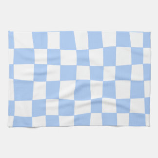 Linge De Cuisine Hand Drawn Checkerboard Pattern (sky blue/white)
