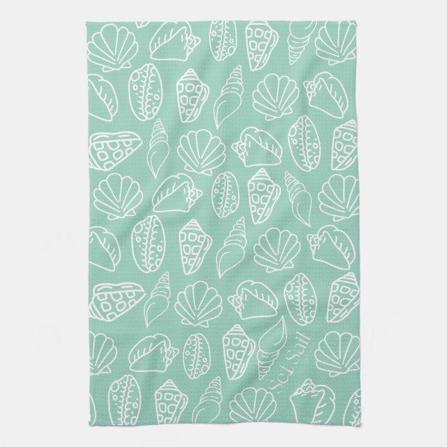 Linge De Cuisine Hand-drawn Shell Patterned Kitchen Towel (Vertical)