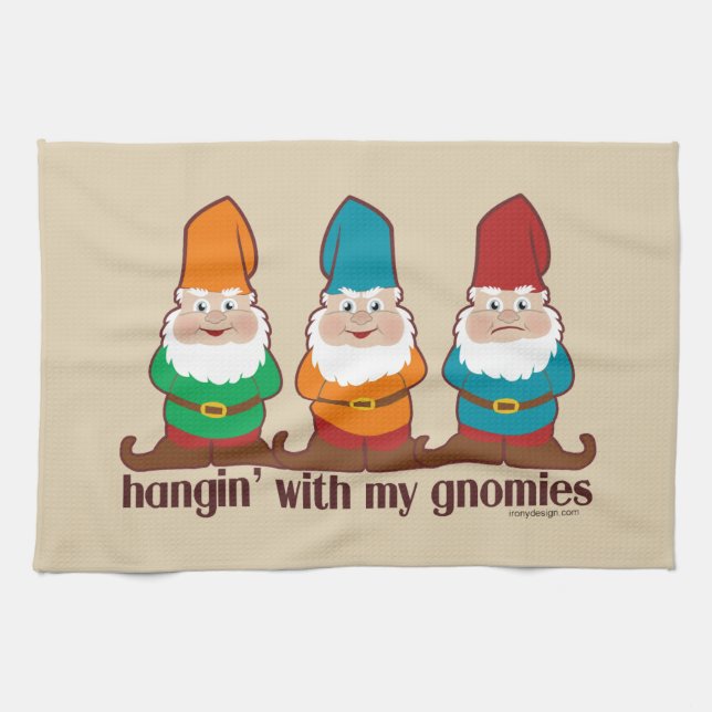 Linge De Cuisine Hangin avec mon beige de Gnomies (Horizontal)