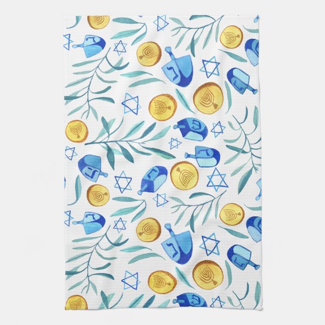 Linge De Cuisine Hanoukka Dreidel Motif de vacances juives (Vertical)
