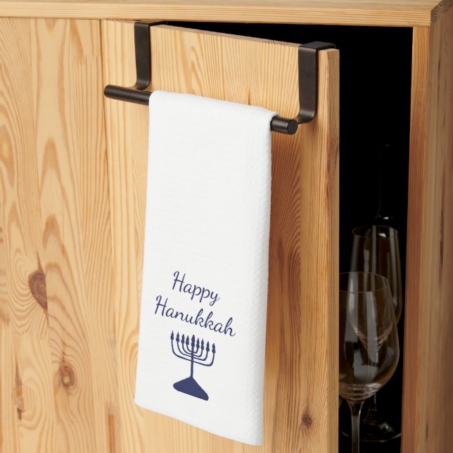 Linge De Cuisine Happy Hanoukka Simple Blue Menorah (Pliage en tiers)