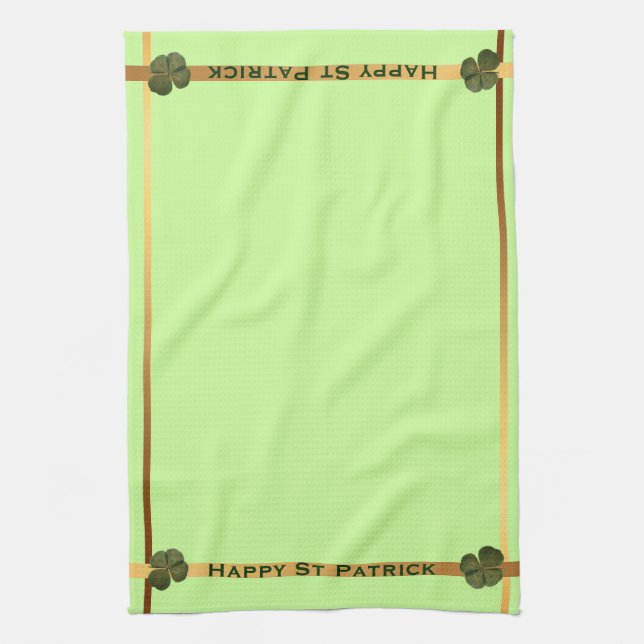 Linge De Cuisine Happy St Patrick R4 feuille Clover Kitchen Towne 3 (Vertical)