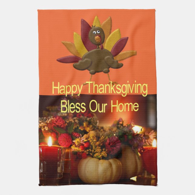 Linge De Cuisine Happy Thanksgiving Kitchen Hand Towel Bless Home (Vertical)