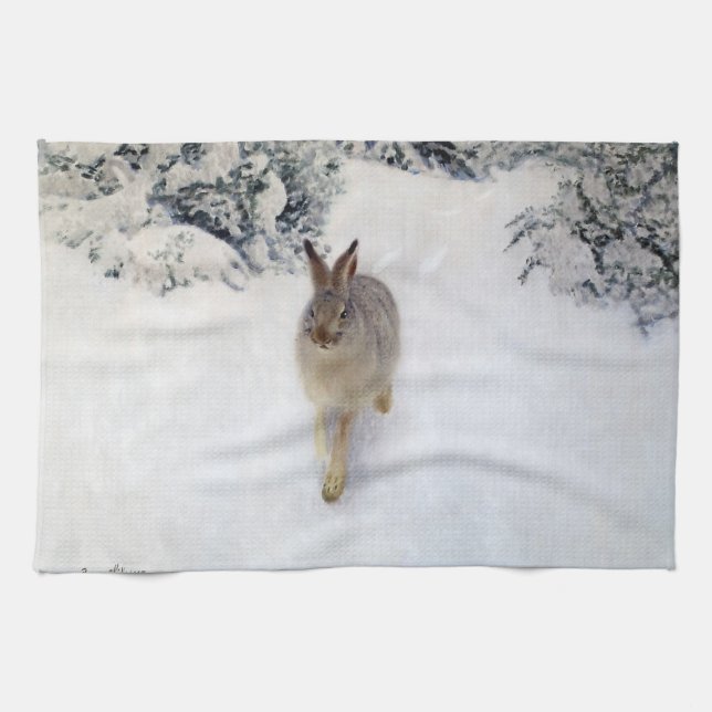 Linge De Cuisine Hare d'hiver (lapin), Bruno Liljefors (Horizontal)