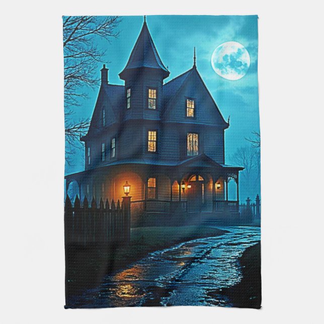 Linge De Cuisine Haunted Mansion Blue Moonlight Night Design (Vertical)