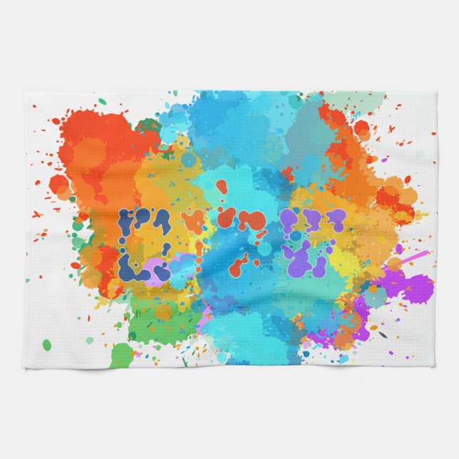 Linge De Cuisine Hébreu "Shalom" avec Arrière - plan de Peinture (Horizontal)