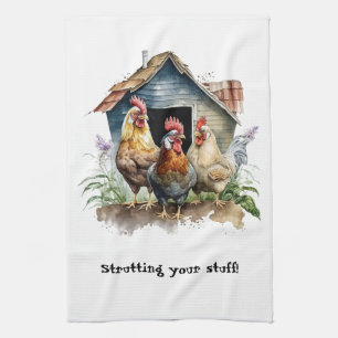 Linge De Cuisine Hen de la maison de poulet et coqs