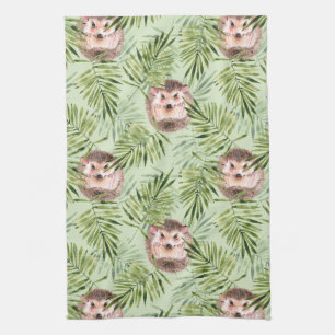 Linge De Cuisine Hérisson et feuilles verts
