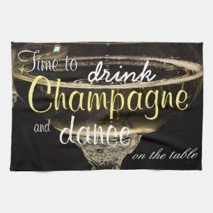Linge De Cuisine Heure de boire le champagne et la danse sur la