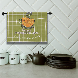 Linge De Cuisine Heure pour le Citrouille Spice Latte Fall Nom pers