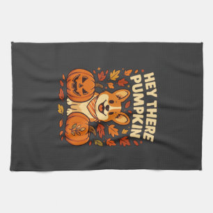 Linge De Cuisine Hey There Citrouille Corgi Halloween Citrouilles A