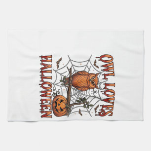 Linge De Cuisine Hibou aime Halloween Orange Toile d'Araignée Citro