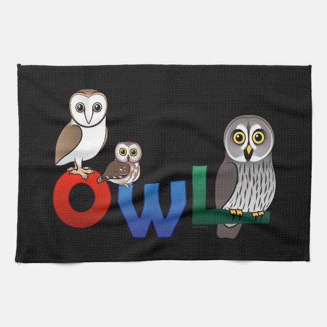 Linge De Cuisine Hibou coloré (Horizontal)