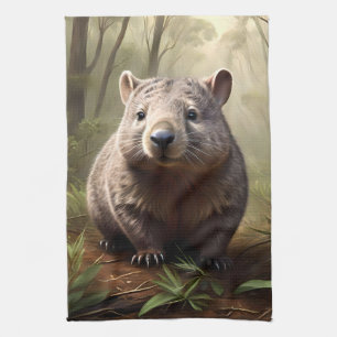 Linge De Cuisine "Hidden in the Bush : An Aussie Wombat in the Wild