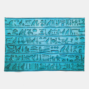 Linge De Cuisine Hiéroglyphes égyptiens antiques bleu