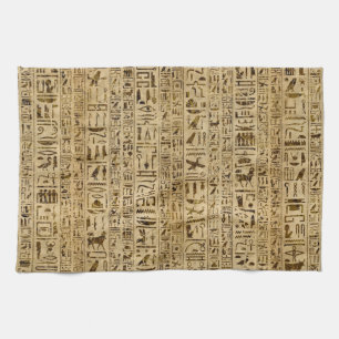 Linge De Cuisine Hiéroglyphes égyptiens sur le papyrus