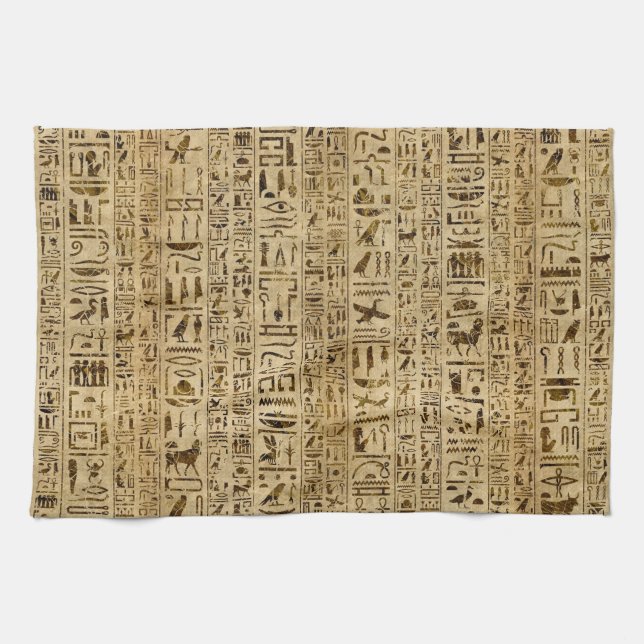Linge De Cuisine Hiéroglyphes égyptiens sur le papyrus (Horizontal)