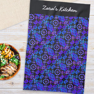 Linge De Cuisine Hippie Retro Motif Bleu pourpre Personnalisé