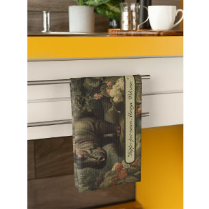 Linge De Cuisine Hippo botanique vintage, personnalisable