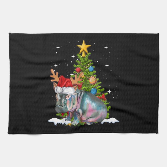 Linge De Cuisine Hippo Fiona Arbre de Noël Hippopotame (Horizontal)