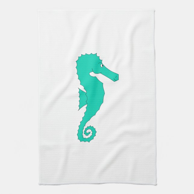 Linge De Cuisine Hippocampe turquoise (Vertical)