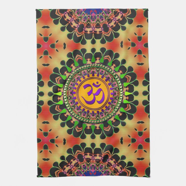 Linge De Cuisine Hippy Goa Sun 'delica Purple OM Cloth Bannière (Vertical)