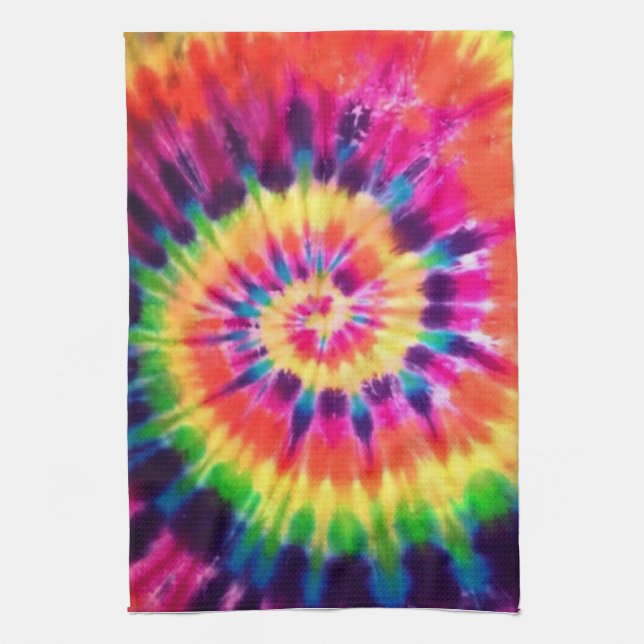 Linge De Cuisine Hippy Peace Retro 60s Tie Dye (Vertical)