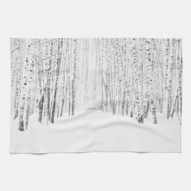 Linge De Cuisine Histoire de Noël blanche (Horizontal)