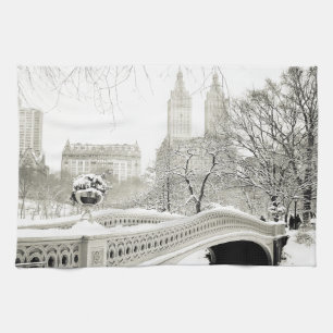 Linge De Cuisine Hiver de Central Park - neige sur le pont d'arc