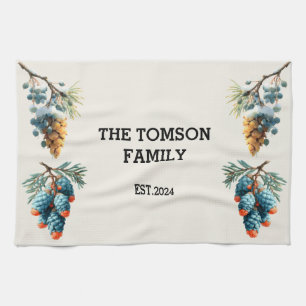 Linge De Cuisine Hiver Pine Cones Nom de famille Design