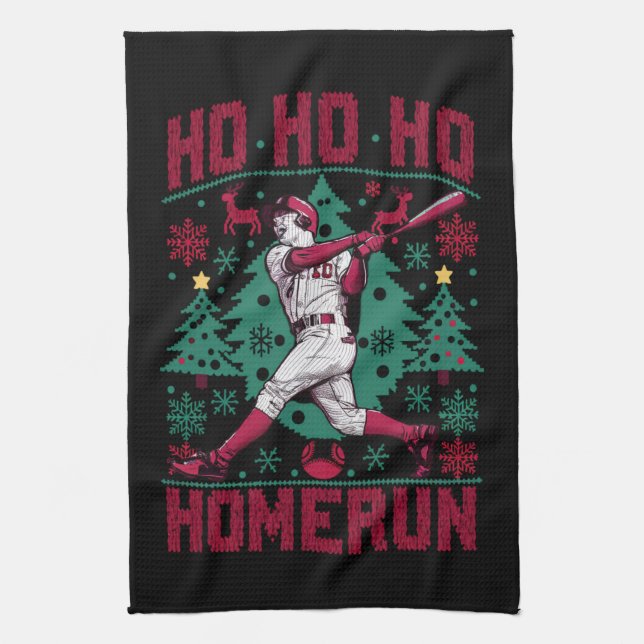 Linge De Cuisine Ho Ho Homerun Baseball Laid Christmas Sweat (Vertical)