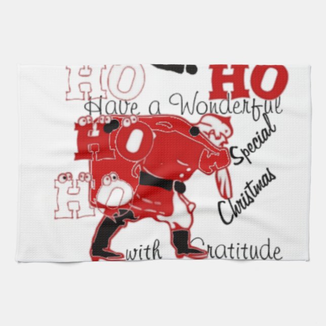 Linge De Cuisine HO HO J'ai un merveilleux Noël avec gratitude (Horizontal)