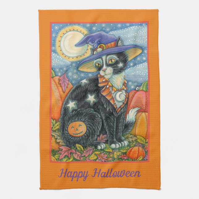 LINGE DE CUISINE HOCUS POCUS NOIR CAT WITCH HALLOWEEN (Vertical)