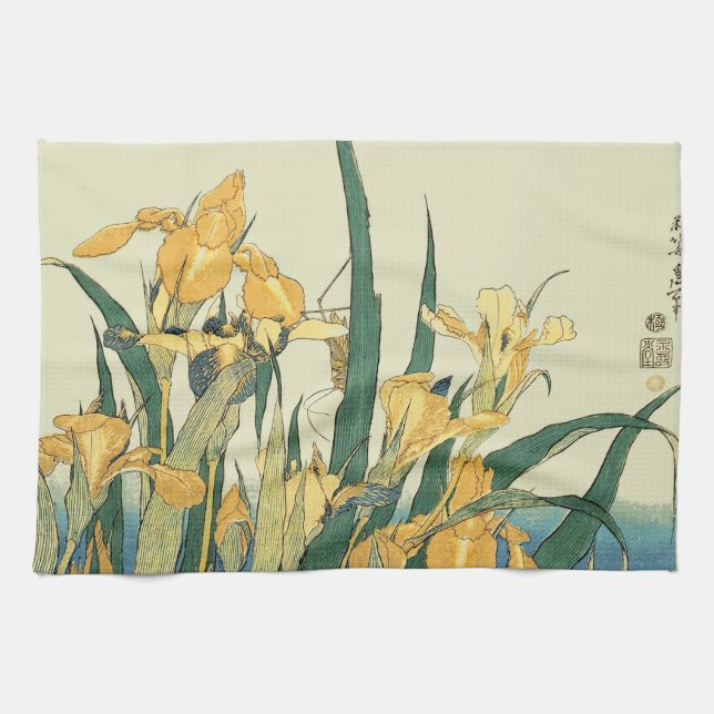 Linge De Cuisine Hokusai grasshopper et iris Japon (Horizontal)