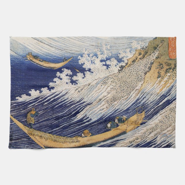 Linge De Cuisine Hokusai Ocean Waves Sea Boats (Horizontal)
