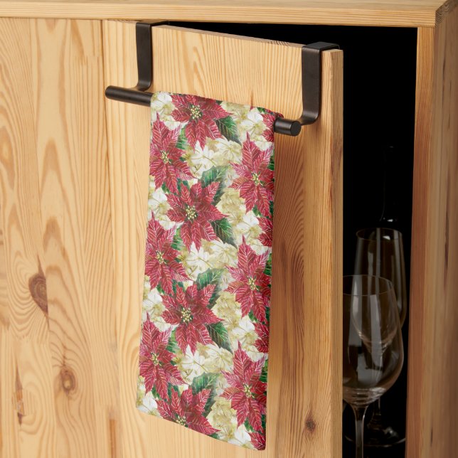Linge De Cuisine Holiday Poinsettia (Pliage en tiers)