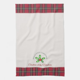 Linge De Cuisine Holly Feuilles Red Berries Nom personnel Noël
