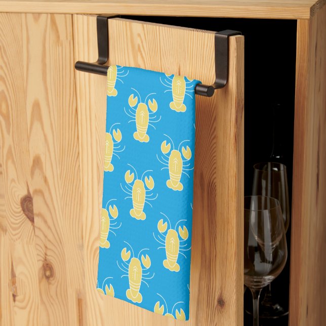 Linge De Cuisine Homards Jaunes Cute (Pliage en tiers)