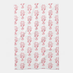 Linge De Cuisine Homards rouges et blancs de la Preppy côtière