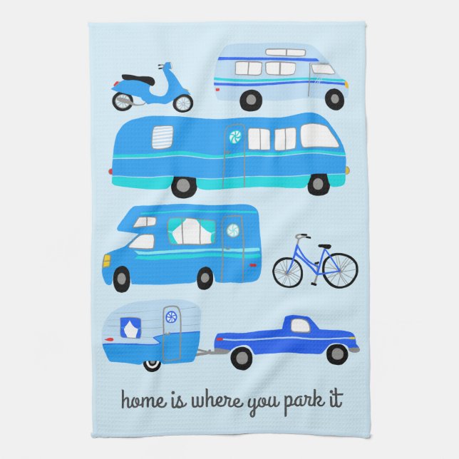 Linge De Cuisine Home is Where You Park Retro Camper Motorhome RV (Vertical)