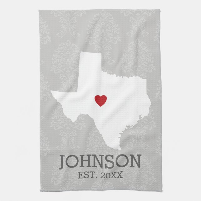Linge De Cuisine Home State Map Art - Custom Name Texas (Vertical)
