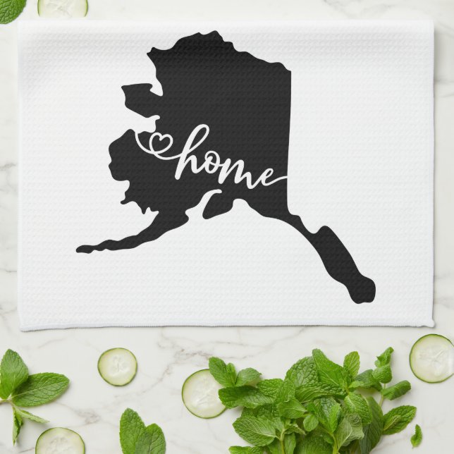 Linge De Cuisine Home State Outline Heart Alaska Kitchen Towne (Plié)