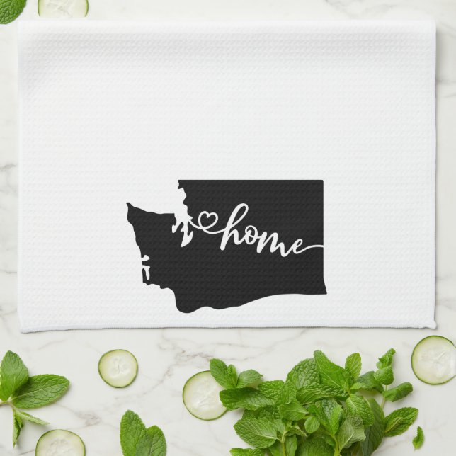 Linge De Cuisine Home State Outline Heart Washington (Plié)
