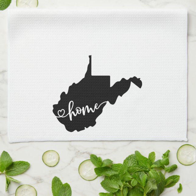 Linge De Cuisine Home State Outline Heart West Virginia (Plié)