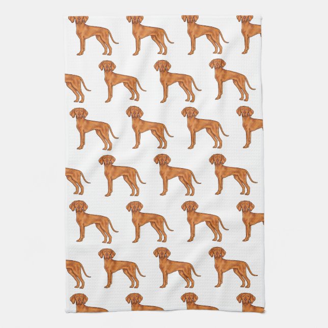 Linge De Cuisine Hongrois Vizsla Cute Cartoon Pointer Chien Motif (Vertical)