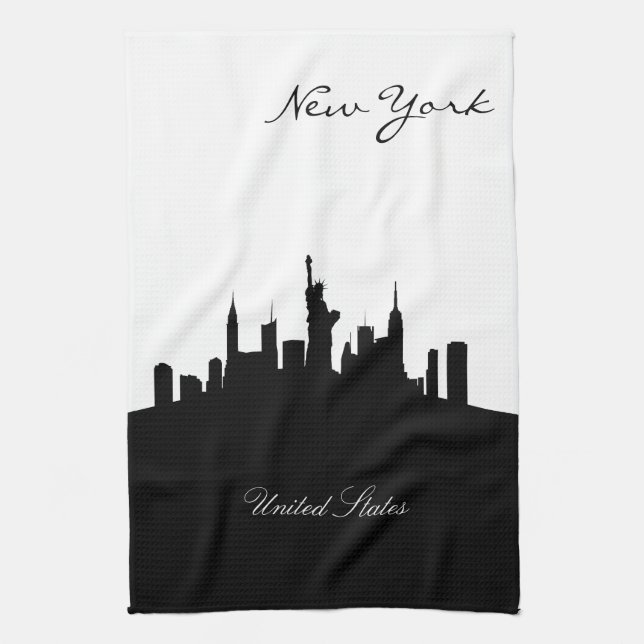 Linge De Cuisine Horizon noir et blanc de New York (Vertical)