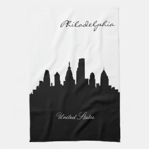 Linge De Cuisine Horizon noir et blanc de Philadelphie