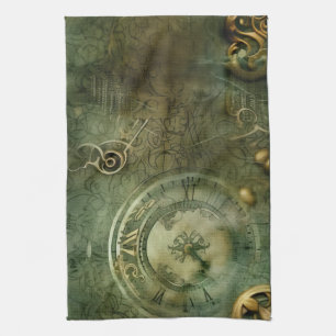 Linge De Cuisine Horloge Classique Steampunk Émeraude Verte